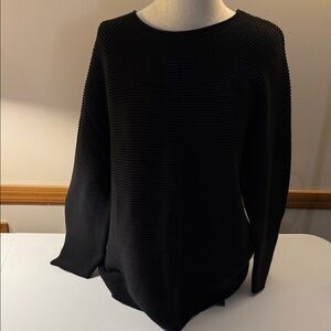 Talbots Black Ribbed Crew Neck Sweater
